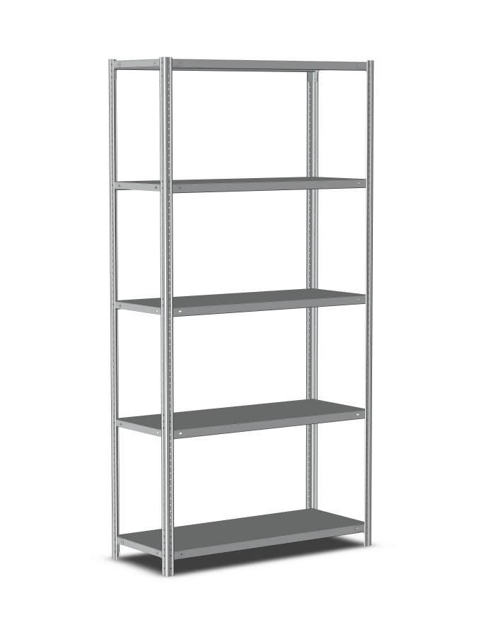 Стеллаж металлический полочный 2000х1000х400, 5 полок, светло-серый
