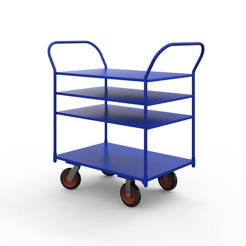 Тележка платформенная трехъярусная ТЯ 6 (1200x800 мм, колеса черная резина 125 мм)