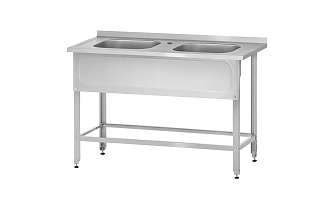 Ванна моечная цельнотянутая ВМЦн - 1200x600x860 Norma Zn, 2 м/о 500x400x250, борт, отв. д/смесит., экран (ножка угловая)