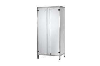 Шкаф кухонный ШЗКп - 800x500x1800 Profi Inox, двери распашные, полки сплошн. 3 шт., без к-та замков