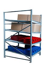 Гравитационный стеллаж с роликовыми полками 1600х1800х1300, 4 яруса