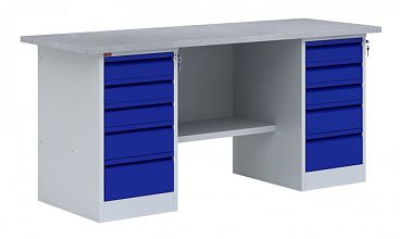 Верстак двухтумбовый (с двумя драйверами) - ВП 6 (Синий)