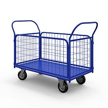 Тележка платформенная с сетчатыми бортами ТС 5 (700х1200) г/п 550 кг.200 черная резина